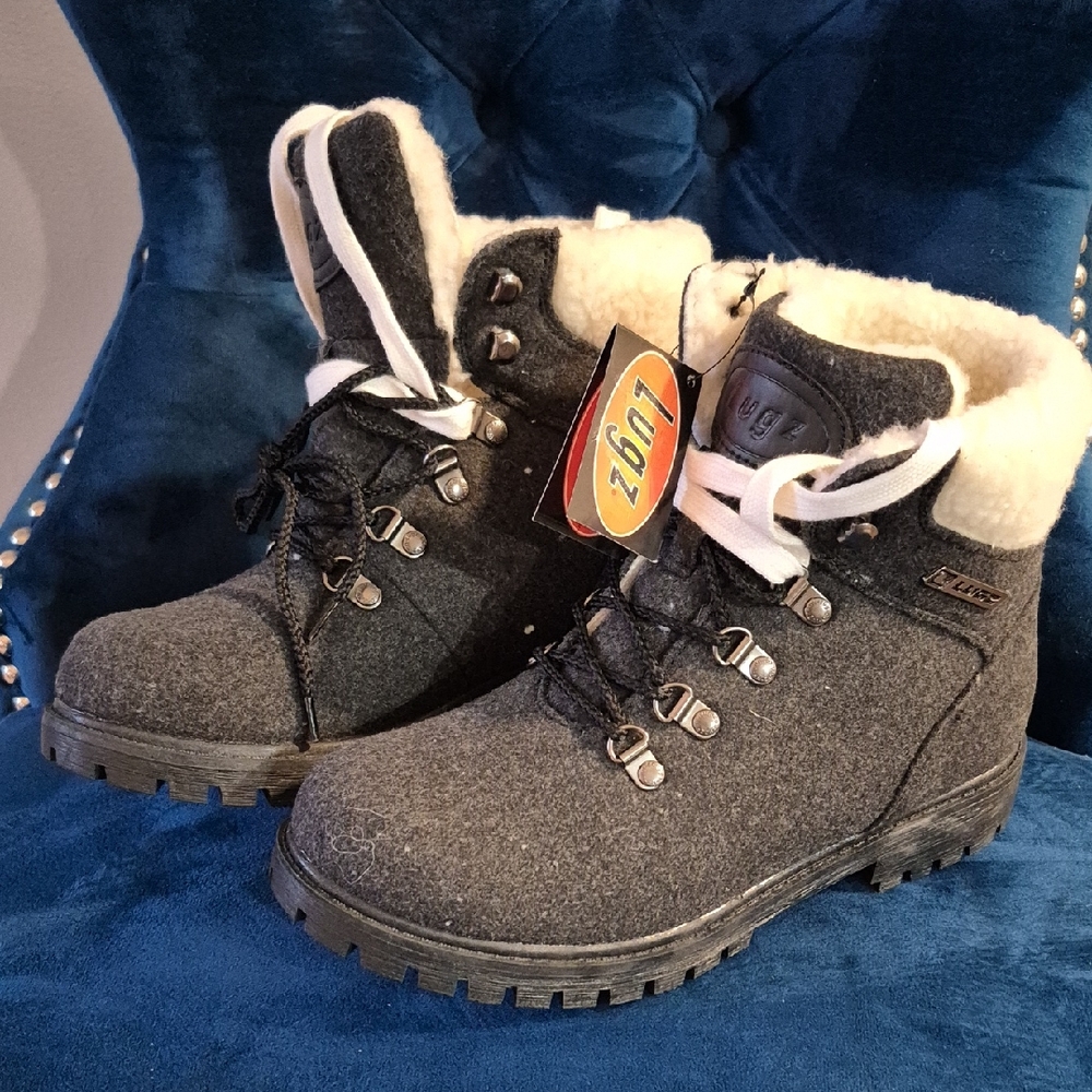 Lugz Dark Grey Flannel Boots With Shearling Lining